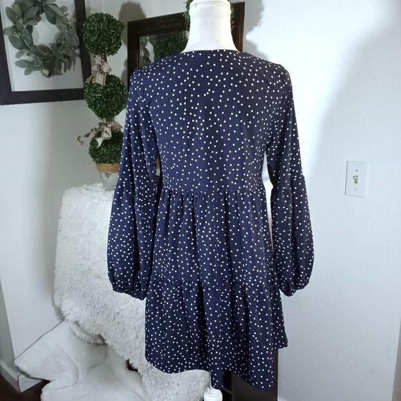 NAVY & WHITE POLKA-DOT DRESS SZ.S EUC - Picture 5 of 7